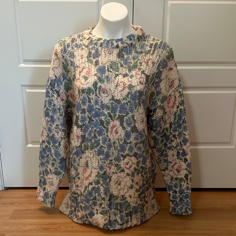 Zara Floral Knit Sweater